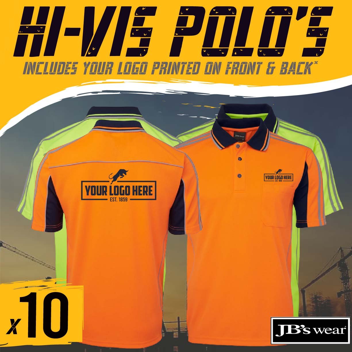 Hi Vis Short Sleeve Arm Tape Polo